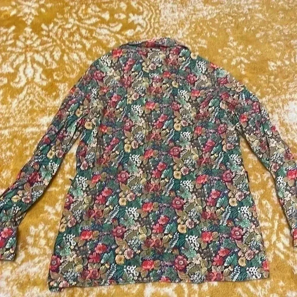 Susan Schrader vintage cotton floral button-down shirt with pockets small - Picture 2 of 6